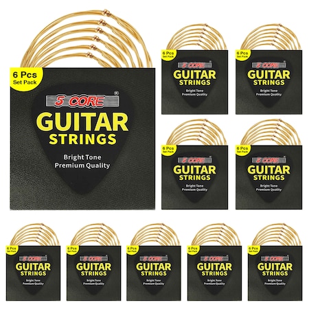 5 Core Acoustic Guitar Strings, 10 Set Pure Phosphor Bronze Guitar Strings GS AC BZ 10Set
